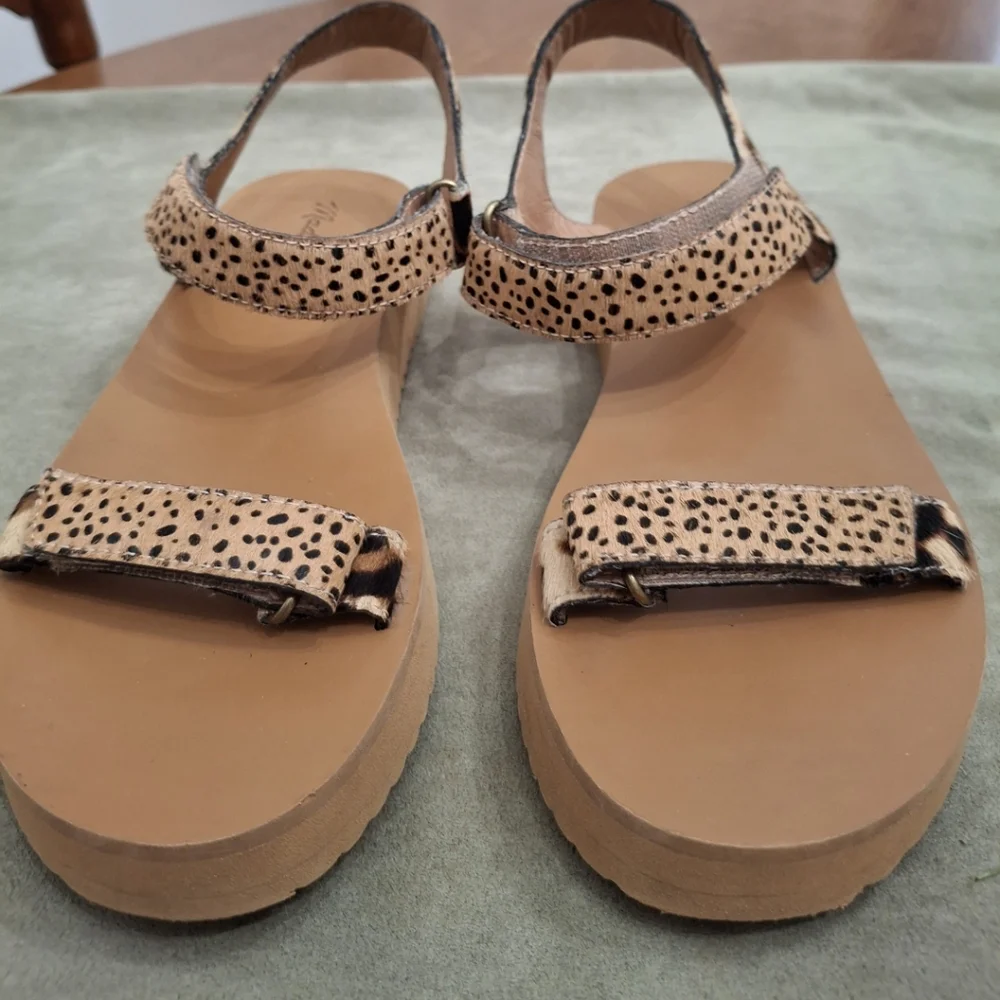 Madewell "THE MAGGIE SPOT MIX CALF HAIR Amber Dune Multi Sandal - Picture 2 of 6